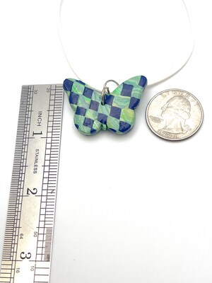 Checkerd Butterfly Pendant - image3